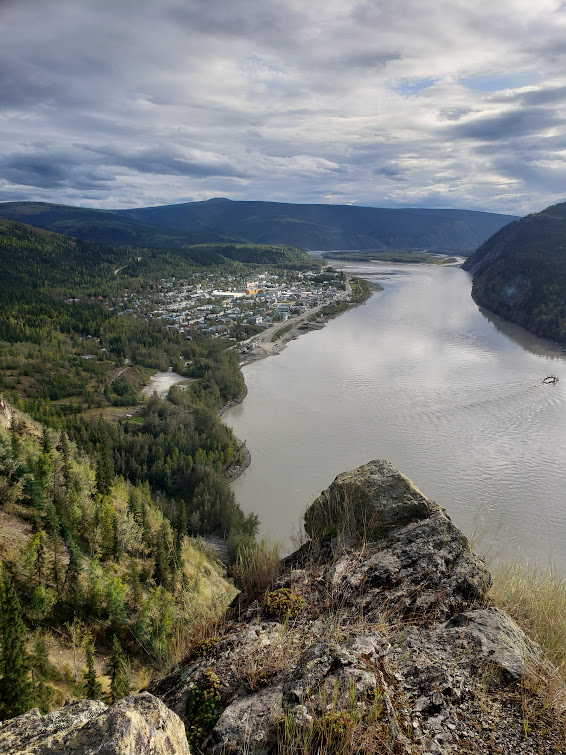 Aerial view of Dawson City, Yukon — population 1,300 — where The Grumpy Chef rebuilt